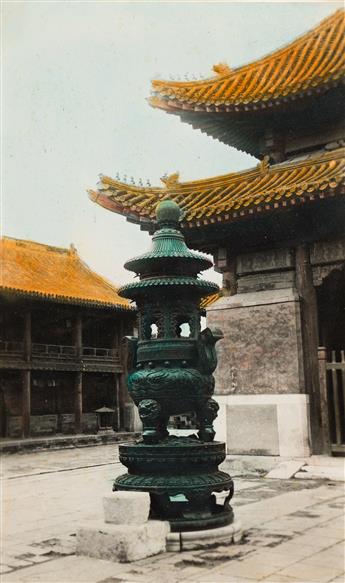 (CHINA) Group of 39 vintage photographs of Beijing and Canton by local professional photographers, many of which are expertly tinted.